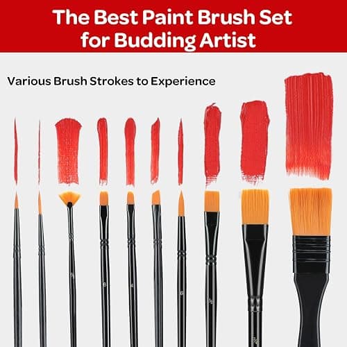 59pcs Acrylic Paint Set - Art Supplies Kit with 24 Non-Toxic Paints, Easel, Brushes, Canvas for Kids, Artists and Beginners, Red thumbnail 5