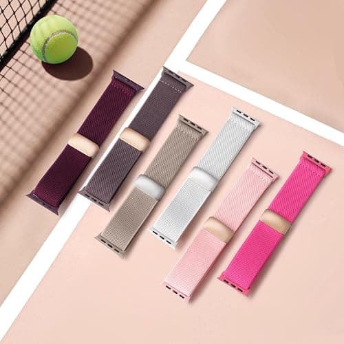 Stretchy Nylon Band Compatible with Apple Watch Bands 40mm 38mm 42mm 41mm 44mm 45mm 46mm 49mm Women Men, Magnetic Waterproof Breathable Soft Sport Loop Strap for iWatch Series 11 10 9-1 Ultra 3 SE thumbnail 8