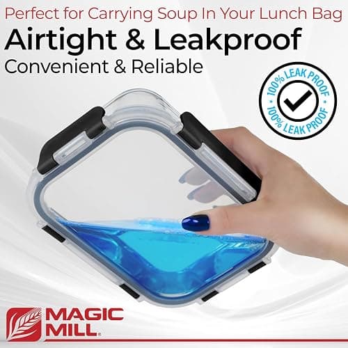Magic Mill Premium Borosilicate Glass Food Storage Containers with lids Set | 24pc Sets with 12 Bowls & 12 Airtight Locking Lids for Lunch & Meal Prep, Safe for Oven, Freezer, Dishwasher, BPA-Free thumbnail 5