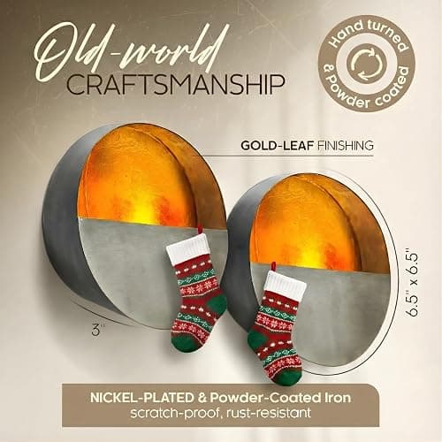 NativeSkins Eclipse Metal Wall Candle Sconces Set of Two Wall Candle Holders - Set of 2 Handcrafted Decorative Tea Light Sconce for Living Room Decor Gold Tea Holder thumbnail 2