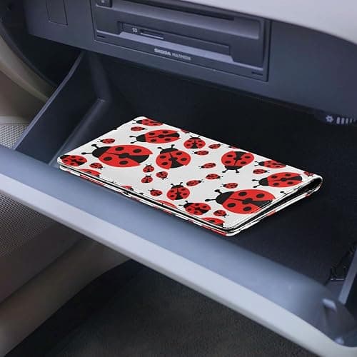 Ladybugs Car Registration and Insurance Holder for Man Woman Leather Vehicle Glove Box Organizer for Essential Documents Automobile Wallet Accessories Case for ID DMV AAA Driver License Cards thumbnail 6