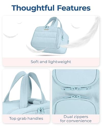 BAGSMART Travel Toiletry Bag, Lightweight Large Wide-open Travel Bag for Women, Puffy Cosmetic Makeup Bag Organizer with Handle for Accessories,Essentials, Toiletries, Blue thumbnail 3