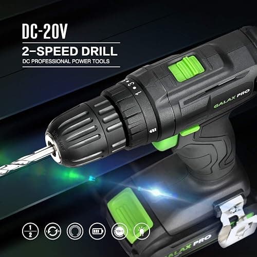 GALAX PRO Cordless Drill Impact Driver-95307&D6001 | combo kit with 1pcs 1.3Ah Lithium-Ion Batteries, Charger Kit, 11pcs Accessories and Tool Bag thumbnail 9