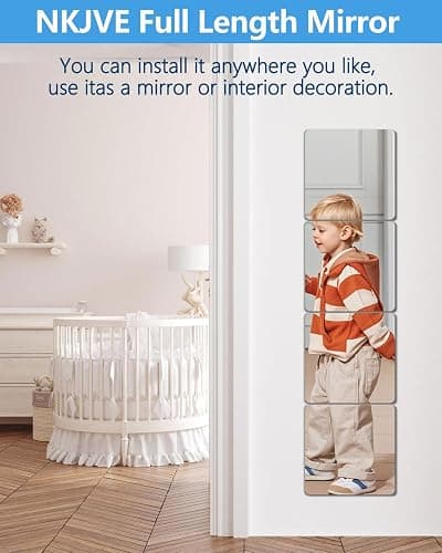 NKJVE Unbreakable Mirror Tiles Self Adhesive,4PCS 8”x8” Toddler Mirror for Classroom Decor, Peel and Stick On Small Mirrors for Wall Decor, Shatterproof Plastic Mirrors Stickers for Kids Decorative thumbnail 5