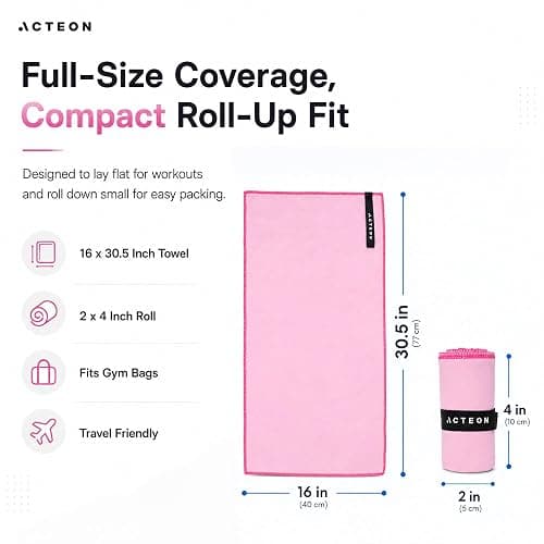 Acteon Microfiber Gym Towels 5 Pack Quick Dry, Silver ION Odor-Free, Super Absorbent Sweat Towels for Women, Workout, Yoga, Pilates, Tennis, Running, Swimming, Travel 16x30.5 Inch (Lavender Rose) thumbnail 2