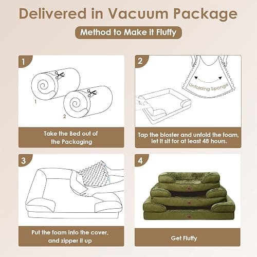 EHEYCIGA Orthopedic Dog Beds for Extra Large Dogs 44x32Inch, Waterproof Memory Foam XL Pet Bed with Sides, Non-Slip and Egg-Crate Foam Big Dog Couch Bed with Washable Removable Cover, Olive Green thumbnail 7