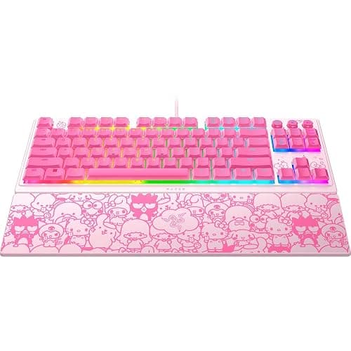 Razer Ornata V3 TKL Gaming Keyboard: Low-Profile Keys - Mecha-Membrane Switches - UV-Coated Keycaps - Backlit Media Keys - 8-Zone RGB Lighting - Magnetic Wrist Wrest - Hello Kitty & Friends Edition thumbnail 9
