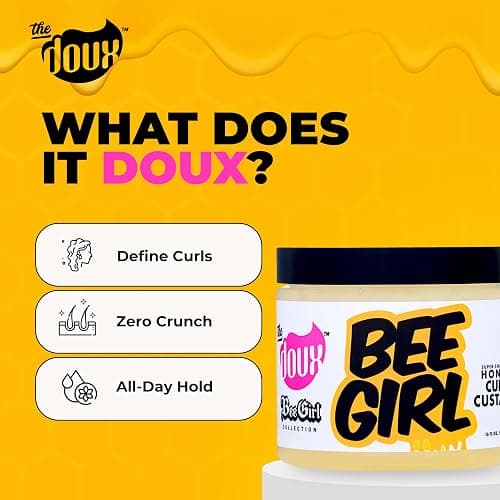 The Doux Curl Cream for Curly Hair with Honey, Aloe & Keratin – Curl Defining Custard for Frizz Control, Moisture & Shine Bee Girl Honey Custard for Natural Hair thumbnail 4
