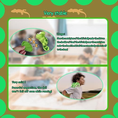 Lizard Plush Shoulder Magnet Stuffed Animal Toys | chameleon plush toy Cute Plushies Present for Boys Girls Kids Fans thumbnail 5