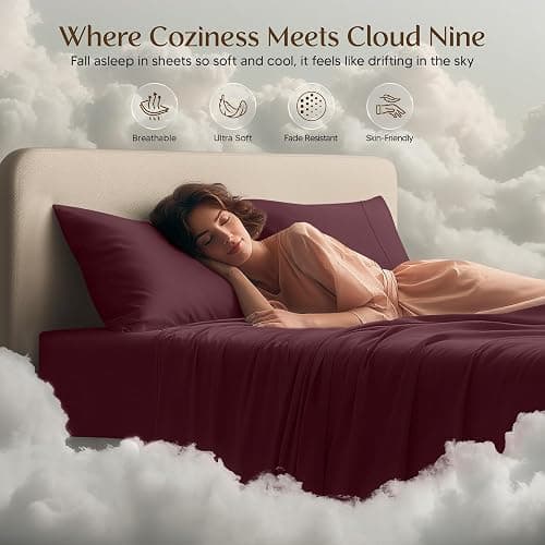 Utopia Bedding Queen Sheet Set – 4 Piece Bed Sheets for Queen Size Bed, Soft and Breathable Microfiber, Includes 1 Fitted Sheet, 1 Flat Sheet and 2 Pillowcases (Burgundy) thumbnail 5