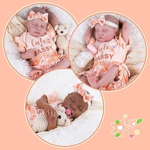 Aori Lifelike Baby Dolls Clothes 20 Inch Pink Shirt and Floral Pants Set for 17-20 in Realistic Reborn Girl Doll thumbnail 7