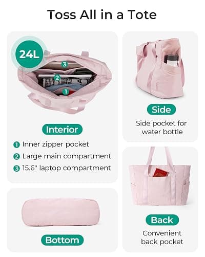 BAGSMART Tote Bag for Women, Tote Bag with Zipper Work Tote with Compartments Nurse Shoulder Hanbag for Travel, Gym thumbnail 4