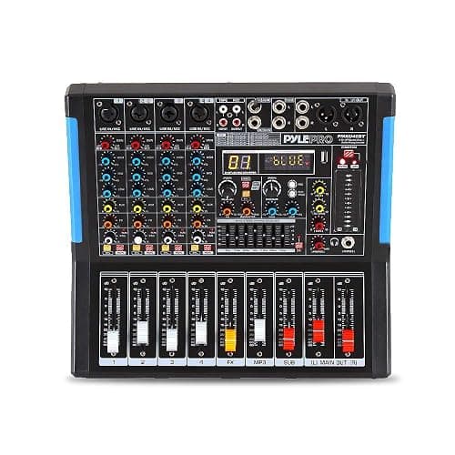 Pyle 4-Channel Bluetooth Studio Audio Mixer-DJ Sound Controller Interface with USB Drive for PC Recording Input, XLR Microphone Jack,48V Power,Input/Output for Professional and Beginners - PMXU46BT - 4 Channel Pro thumbnail 2
