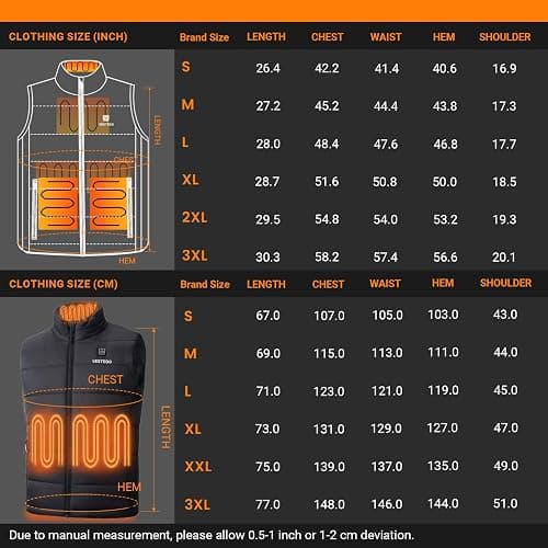 Vestego Heated Vest for Men (Battery Pack Included), Heated Jacket for Men, 3 Heating Levels thumbnail 7