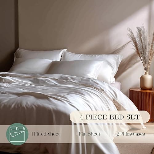 CASILVA Eucalyptus Sheets, Softer Than Silk Fibers, Full Sheet Set | Infused with Silver for Anti-Odor, More Cooling Than Cotton, Perfect for Hot Sleepers & Sensitive Skin thumbnail 8