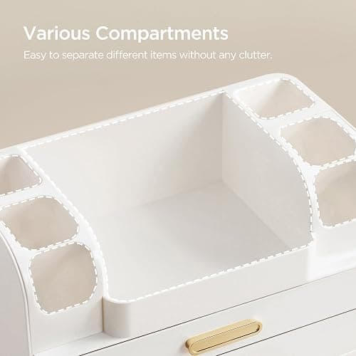 HBlife Makeup Organizer for Vanity with Brush Holder, Large Bathroom Countertop Cosmetic Organizer Skin Care Storage, Easy to Store Lipsticks, Nail Polishes, Perfumes, Eyeshadow Palettes, All White thumbnail 5
