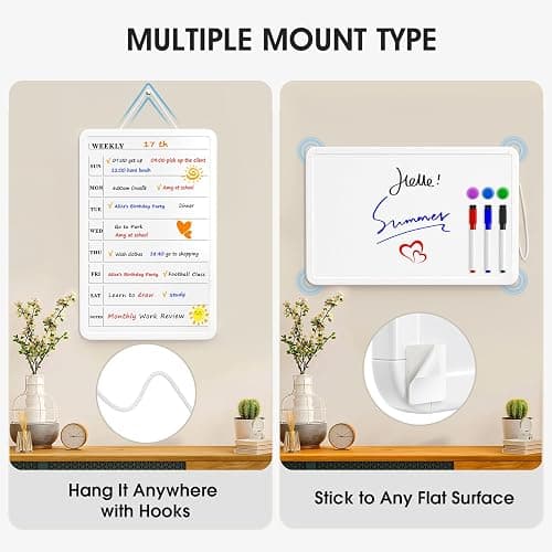 MaxGear Weekly Dry Erase Calendar Board, 11" x 17" Magnetic Whiteboard | Double-Sided Wall Planner: Weekly Calendar on One Side, Blank Whiteboard on The Other, Includes 3 Color Markers and Magnets thumbnail 4