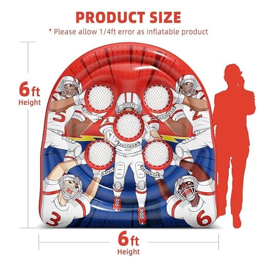 Funast 6FT Giant Inflatable Football Target Toss Game - Fun Kids Indoor Outdoor Party Throwing Football Games, Carnival Games for Backyard & Tailgate thumbnail 7