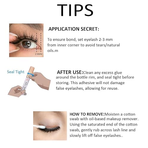 Super Strong Hold Waterproof Latex-Free Eyelash Adhesive - Clear Lash Glue Suitable for Sensitive Eyes - 5ml/0.18oz (1 Pack) thumbnail 5
