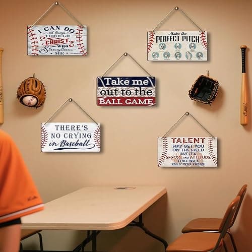 Baseball Room Decor Gifts for Boys 8-12 - Baseball Posters for Boys Bedroom Decorations - Vintage Baseball Sign Sports Decor - Baseball Wall Art Wooden Signs with Motivational Quotes (6x12 Inch) thumbnail 5