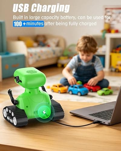 AisayGoo RC Robot Toy for Kids,Remote Control Robot with LED Eyes,Auto-Demo,Smart Voice,Singing and Dancing,Rechargeable Toys for Boys Girls,Ideal Birthday for Children Age 3+ Years Old (Green) thumbnail 2