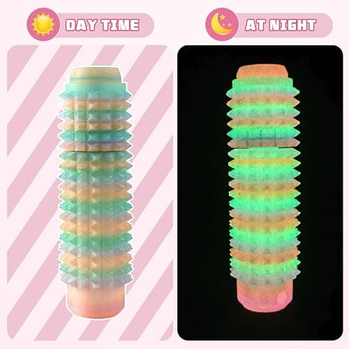 Little Ouchies Spiky Fidget Keychain, Pain Stim Sensory Toy for Adults | 3-in-1 Spinner, Clicker & Roller, Glow in The Dark, Stress & Anxiety Relief, Ideal for Friends & Family(Rainbow) thumbnail 4