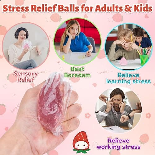 Taba Squishy, Strawberry Fufu Squishy Sensory Toys, Soft Strawberry Squishies Fidget Toys for Kids & Adults, Stress Relief Squeeze Toy Mochi Cute Stuff for Party Favours Birthday Gifts thumbnail 6