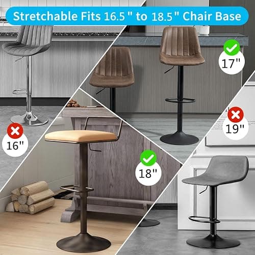 4 Pack Bar Stools Leg Protectors Ring, Non Slip Silicone Chair Leg Floor Protector, Pads Bottom Protect Wooden Floor No Scratches No Noise Anti-Slip, Stretchable Fits 16.5" to 18.5" Chair Base, Black thumbnail 4