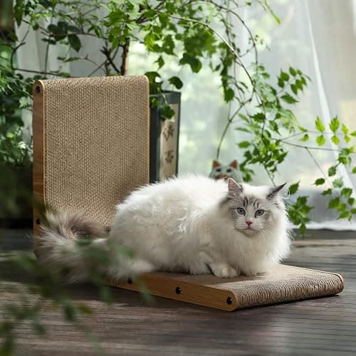 FUKUMARU Cat Scratcher, 26.8 Inch L Shape Cat Scratch Pad Wall Mounted, Cat Scratching Cardboard with Ball Toy for Indoor Cats, Large Size thumbnail 5