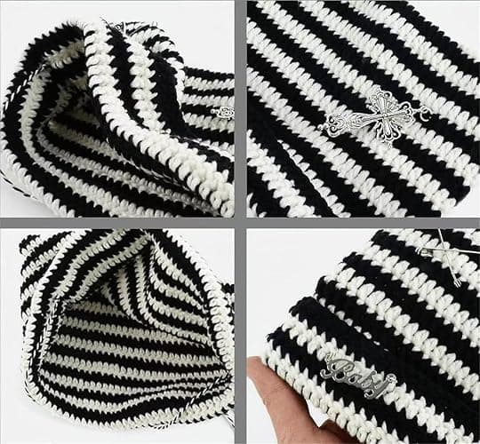 Grunge Beanies Crochet Knitted Hats for Women Girls Fox Cat Ear Goth Emo Alt Y2K Accessories Grunge Clothes thumbnail 5