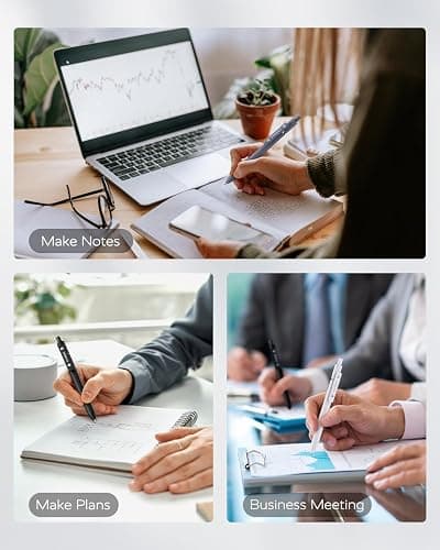 STAGEEK Black Gel Pens, 6Pcs Fine Point Smooth Writing Pens with 3 Extra Refills, Quick Dry Black Ink Pens for Journaling, Office, Note Taking, School Supplies, Nurse Aesthetic(Black Gray White) thumbnail 7