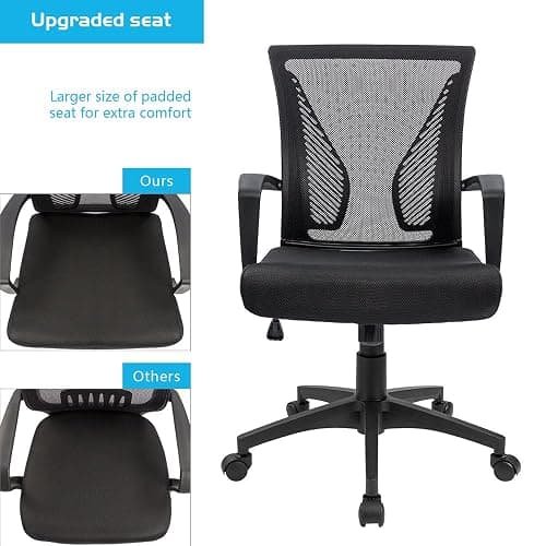 Furmax Office Chair Ergonomic Computer Desk Mesh Chair Mid Back Swivel Lumbar Support with Armrest (1, Black) thumbnail 4