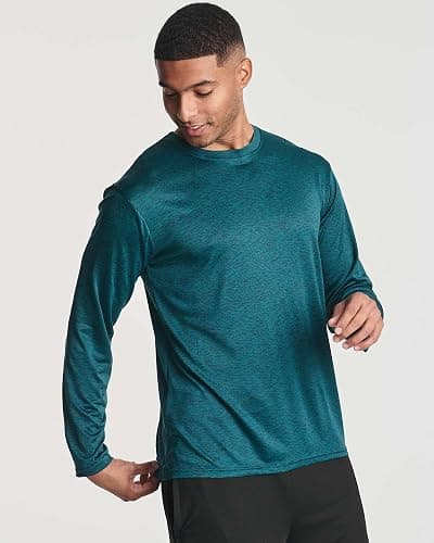 Real Essentials 4 Pack: Mens Long Sleeve Dry Fit T Shirts Hiking Fishing Workout Gym Work Sun UPF 50 Wicking Running Tee thumbnail 2
