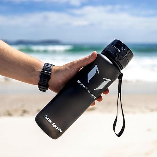 Sparrow Gourde Sport 500ml/750ml/1L - sans BPA - Tritan Plastique Bouteille | Étanche, Gourdes eau, Légère, Lave-vaisselle, Flip Top 1-Clic, Ergonomique, École, Sport, Fitness, Gym, Running, Randonnée thumbnail 5