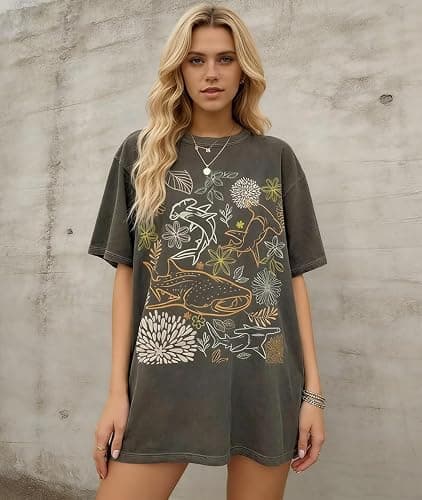 Oversized Tshirts Cute Tops for Women Shark Flower Graphic Tees Tops Summer Casual Loose Beach Vacation Shirts thumbnail 7
