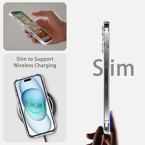JJGoo Compatiable with iPhone 15 Case Clear, Transparent Shockproof Phone Case, Slim Anti-Scratch Hard PC Back Protective Cover Bumper, Clear thumbnail 4