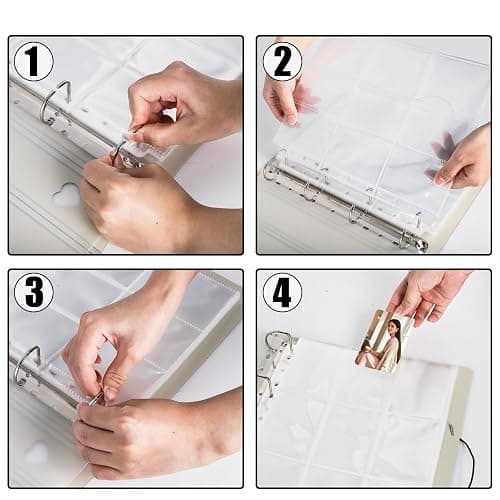 Hacaroa 2 Pack Photocard Binder 4 Rings with 50 Pages 450 Pockets, 2x3" Kpop Photo Card Holder Book A4 Binder, One Sided Card Sleeves Photo Album for Post Cards, Cards Collectors, 2 Colors thumbnail 9