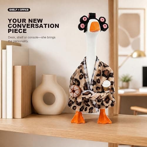 DWHSTGUU Desk Goose Outfit Fall for 7 Inch Magnetic Goose, Mini Goose Statue Clothes for Office Table Decoration (Leopard) thumbnail 6