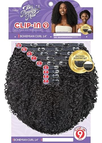 Outre Big Beautiful Hair Clip-In - 9pcs - Bohemian Curl 14" (NATURAL BLACK) thumbnail 5