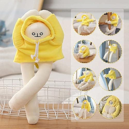 sunfedmiss Plush Banana Man Toy, 16inch Weird Banana Man Doll with Magnet, Funny Poseable Decompression Toy Stuffed Animals Doll Gifts for Boys Girls Birthday Party Christmas(Yellow) thumbnail 3