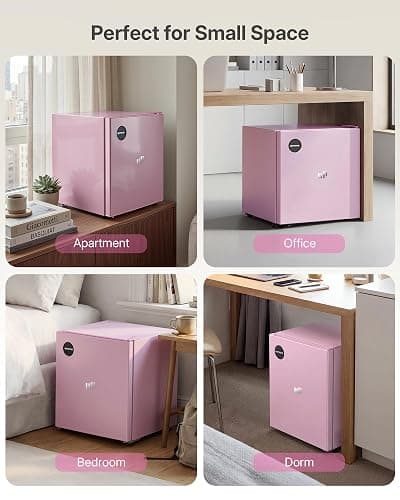 Upstreman 1.5 Cu.Ft All-Refrigerator Mini Fridge, Pink-CR16 | Dorm Fridge with 7-Level Thermostat, ENERGY STAR Certified, Reversible Door, Small Refrigerator for Office, Classroom thumbnail 8