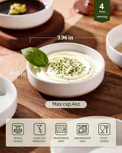 famiware Ceramic Soy Sauce Dish, 4oz Dipping Bowls Set of 6, White | Individual Dip Sauce Cups/Bowls/Dishes/Plates, Small Serving Bowls for Side Dishes, Condiments, Sushi, Appetizers, Dessert thumbnail 3
