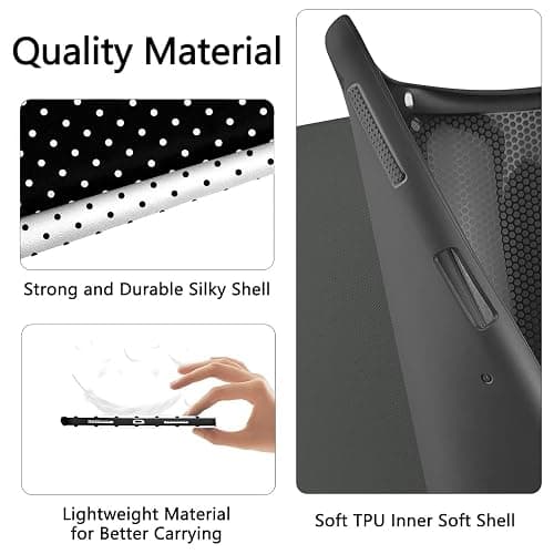TopPerfekt Case for iPad 11th (A16) 11-inch 2025 / 10th Gen 10.9-inch 2022,Cute Polka Dot Stylish Aesthetics Design Protective Cover with Pencil Holder,Anti-Slip,Anti-Shock- Big Black Polka Dots White thumbnail 5