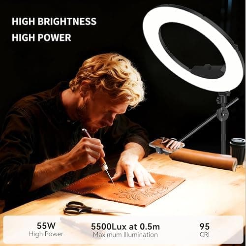 Bzyltrux Large Ring Light Kit with 79" Stand, [New Version] 55W 6700K Dimmable,LED 18" Big Ring Light Tripod,Dual Phone Holder for iPhone,tiktok,Makeup,Yutobe,Live Stream,Photography,Video Recording thumbnail 3