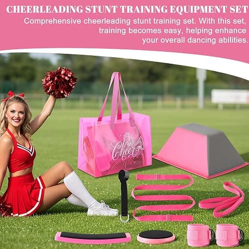 Seenelling 7pcs Stunt Cheer Flyer Training Set, PU Non-slip Flyer Stand, Lightweight Cheerleading Equipment, Stretch Strap, Rotating Board, Ankle Strap, Core Strength Balance Training thumbnail 2