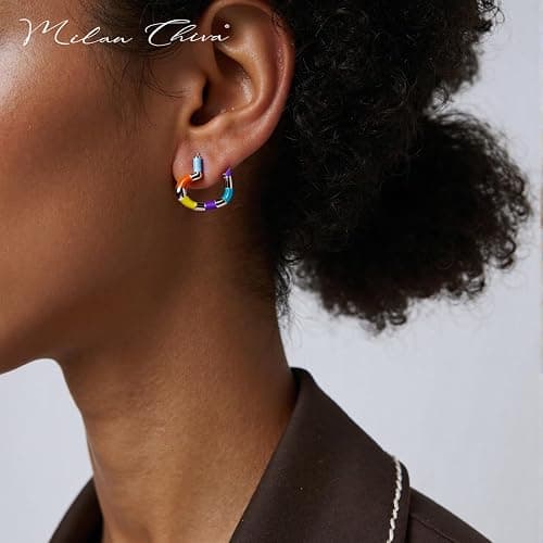 Milan Chiva 14K Gold Plated Small Huggie Dangle Earrings for Women Lightweight Trendy Heart Dainty Jewelry for Women thumbnail 3