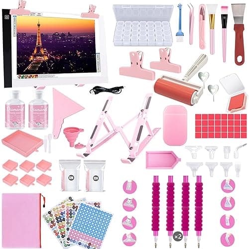 Lenxnmy 158pcs All-Inclusive Diamond Painting Tool Set Diamond Art Accessories Kit with A4 Diamond Painting Light Pad,Diamond Art Sealer Glue,Diamond Correction,Pens Storage Box for DIY Craft - Image 1
