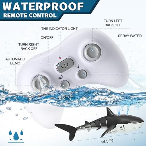 Playtigo 2.4Ghz Remote Control Shark Pool Toys for Boys Kids,Highly Realistic Shark Pool Toys for Kids,RC Boat Outdoor Water Toy with Light and Spray Water for Boys Girls Ages 6+ (with 2 Batteries) thumbnail 4