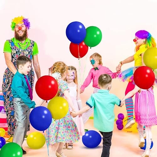 ASIYUHY Red Blue Green Yellow Balloons 100pcs 12 Inch Primary Color Balloon | Thick Latex Helium Matte Blue Yellow Red Green Balloon for Carnival Circus Kids Birthday Baby Shower Party Decorations thumbnail 2