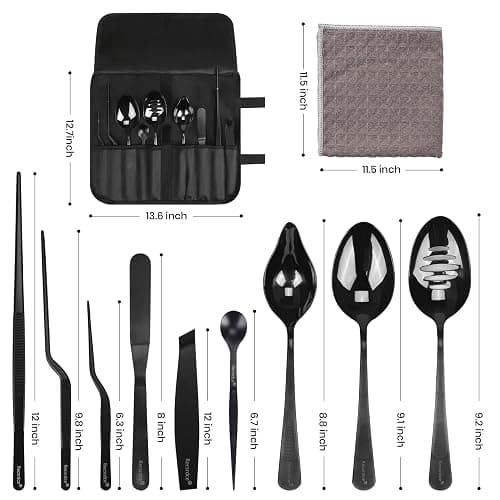 Recsrdce Professional Stainless Steel Culinary Plating Set,9 Piece Culinary Plating Set, Black, Stainless Steel thumbnail 2